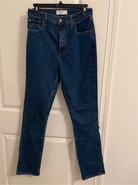 NWT Abercrombie Curve Love Slim Straight Ultra High Rise Jeans Dark Wash 27 Long